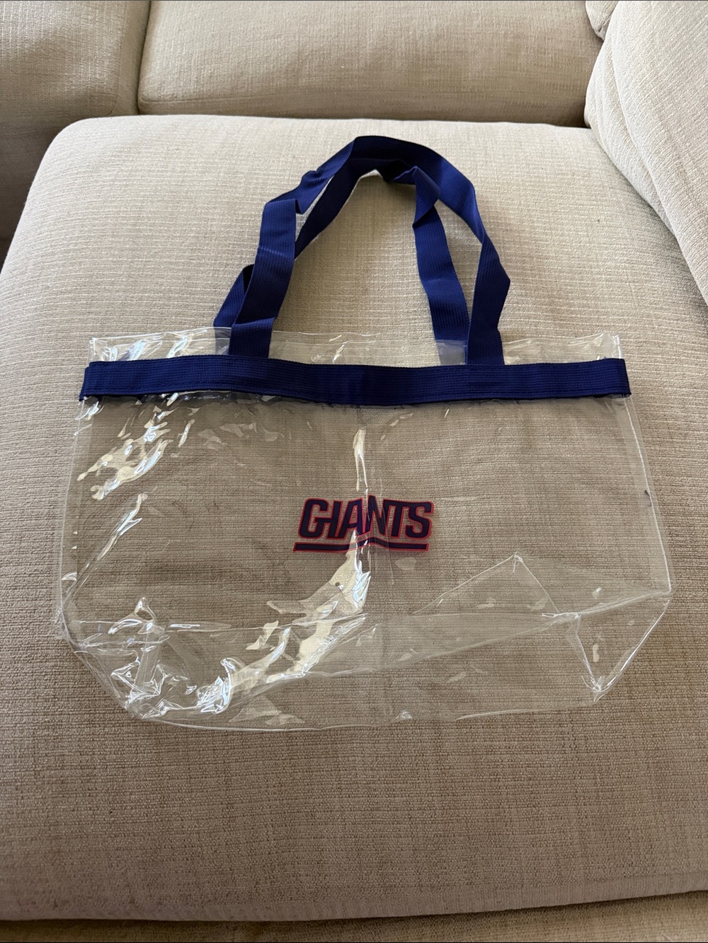 Giants Clear PVC Tote Bag with Navy Trim